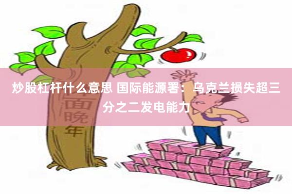 炒股杠杆什么意思 国际能源署：乌克兰损失超三分之二发电能力