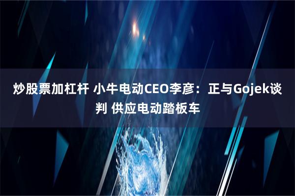 炒股票加杠杆 小牛电动CEO李彦：正与Gojek谈判 供应电动踏板车